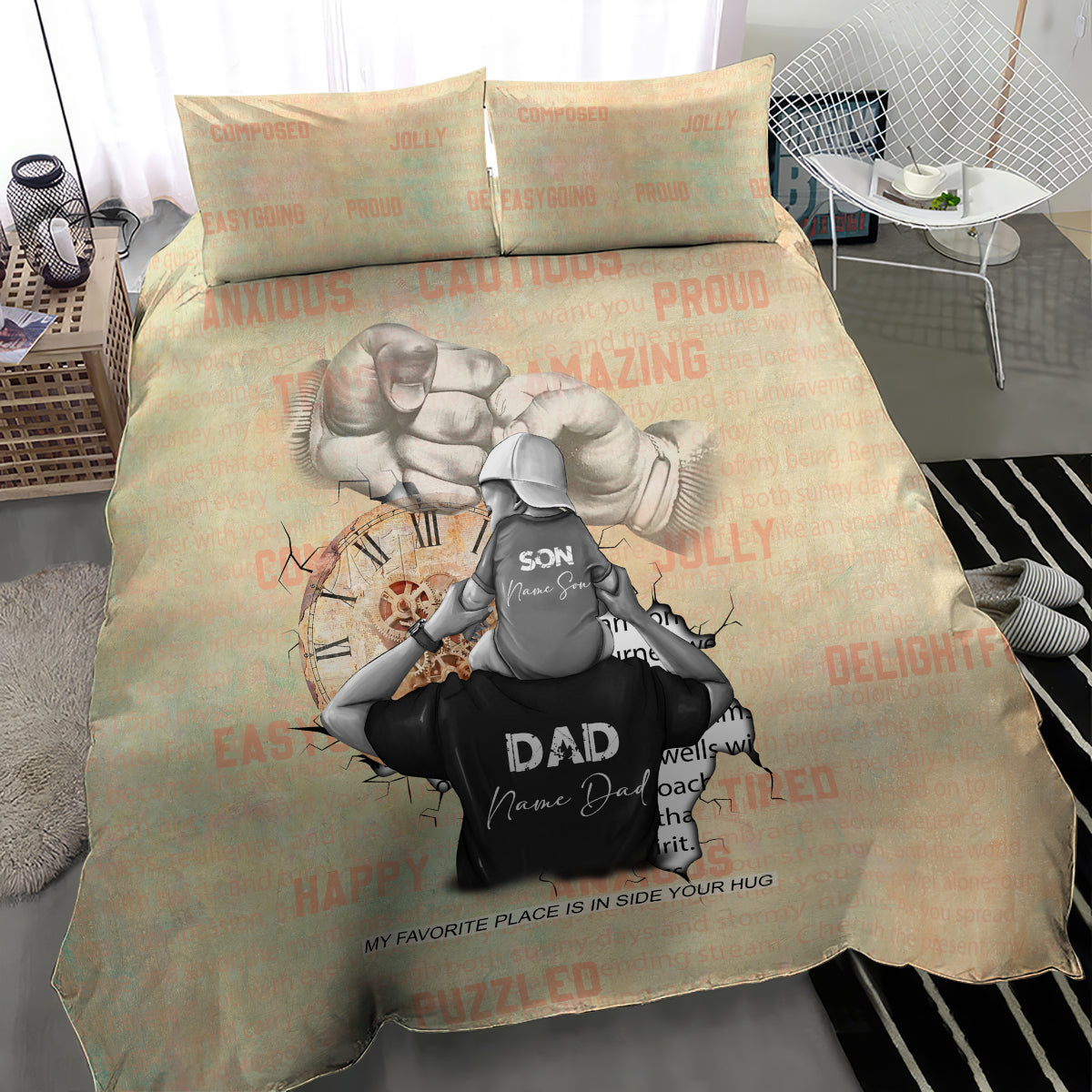 Personalized Father And Son Bedding Set Gift for Dad - Wonder Print Shop