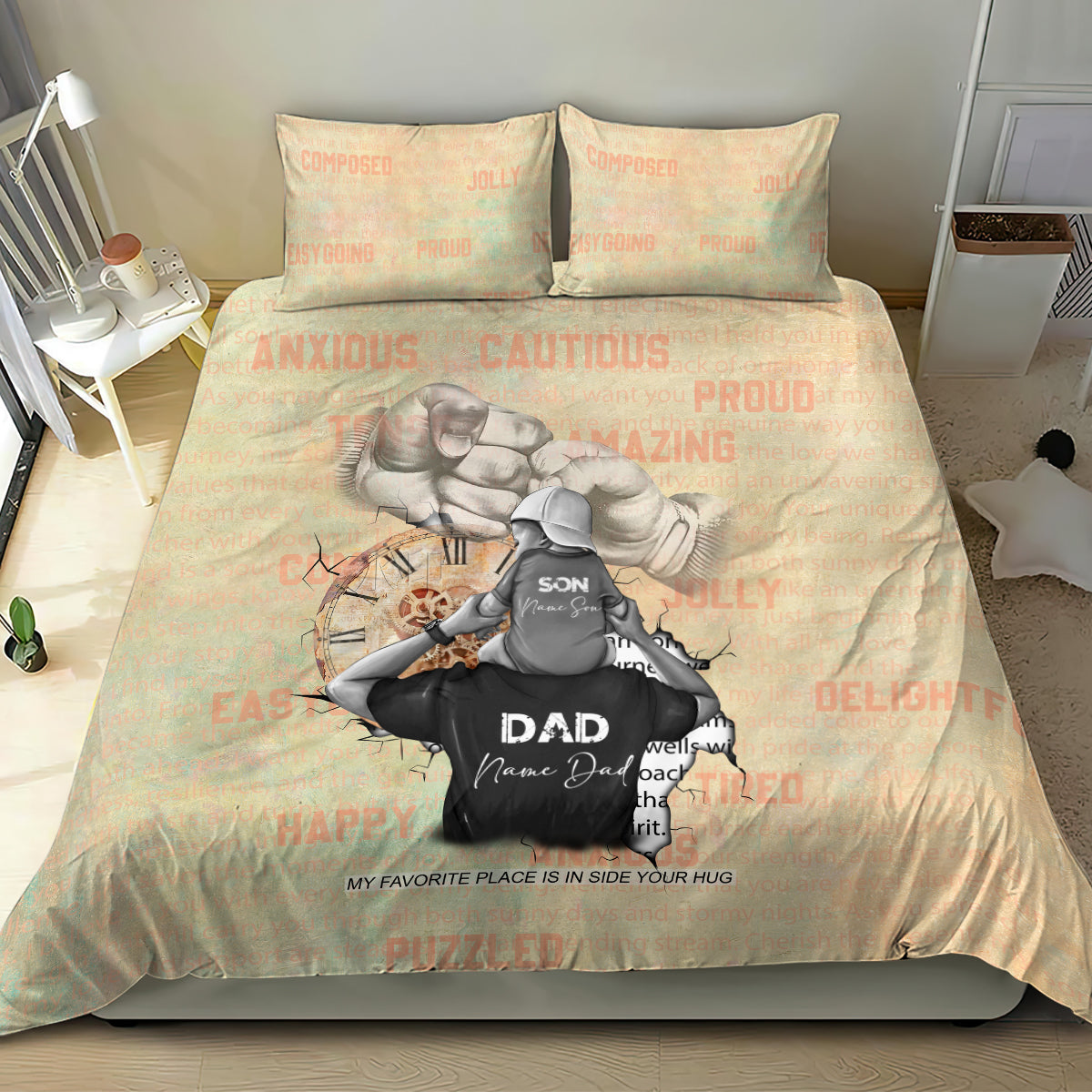 Personalized Father And Son Bedding Set Gift for Dad - Wonder Print Shop