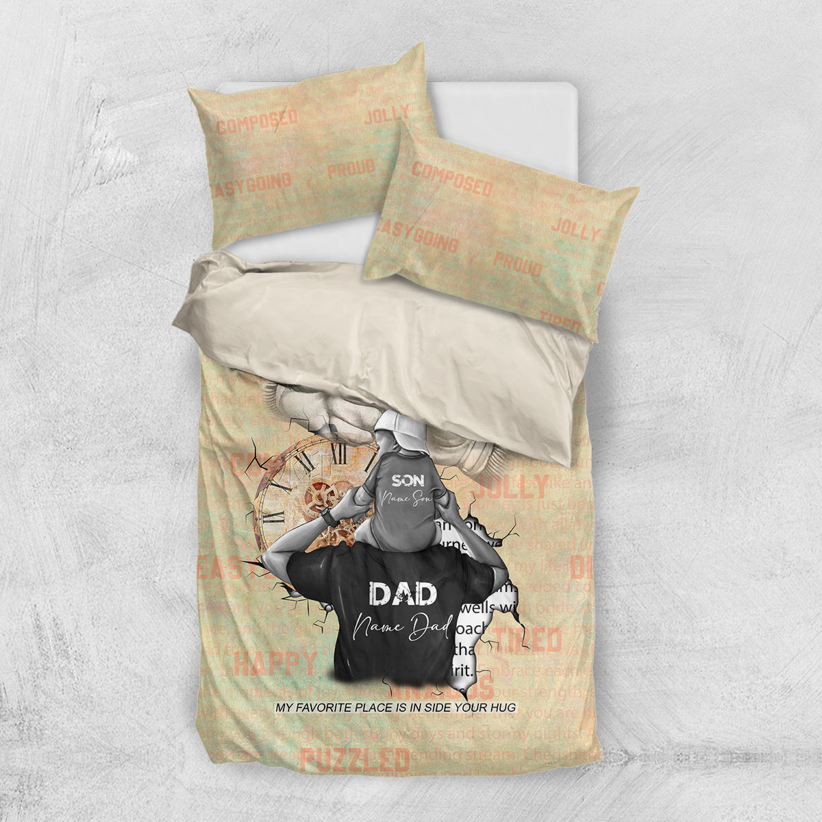 Personalized Father And Son Bedding Set Gift for Dad - Wonder Print Shop