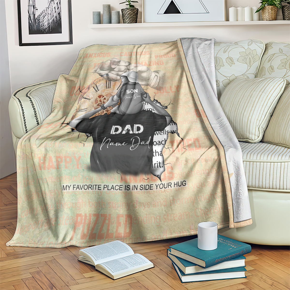 Personalized Father And Son Blanket Gift for Dad