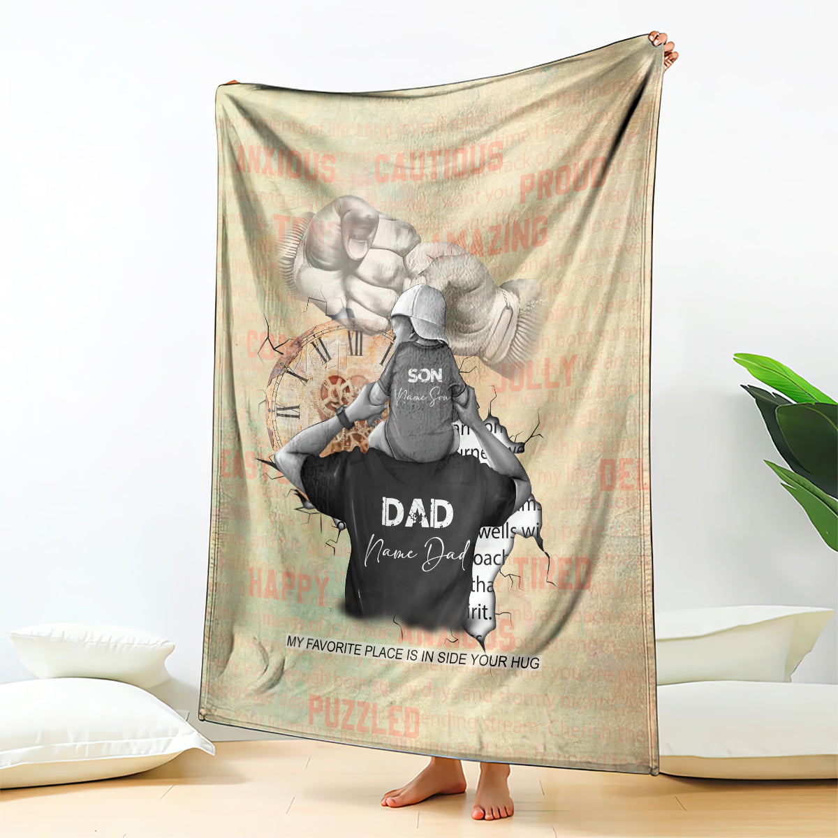 Personalized Father And Son Blanket Gift for Dad
