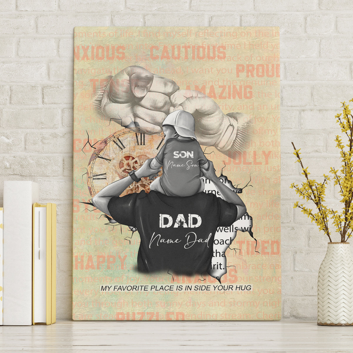 Personalized Father And Son Canvas Wall Art Gift for Dad - Wonder Print Shop