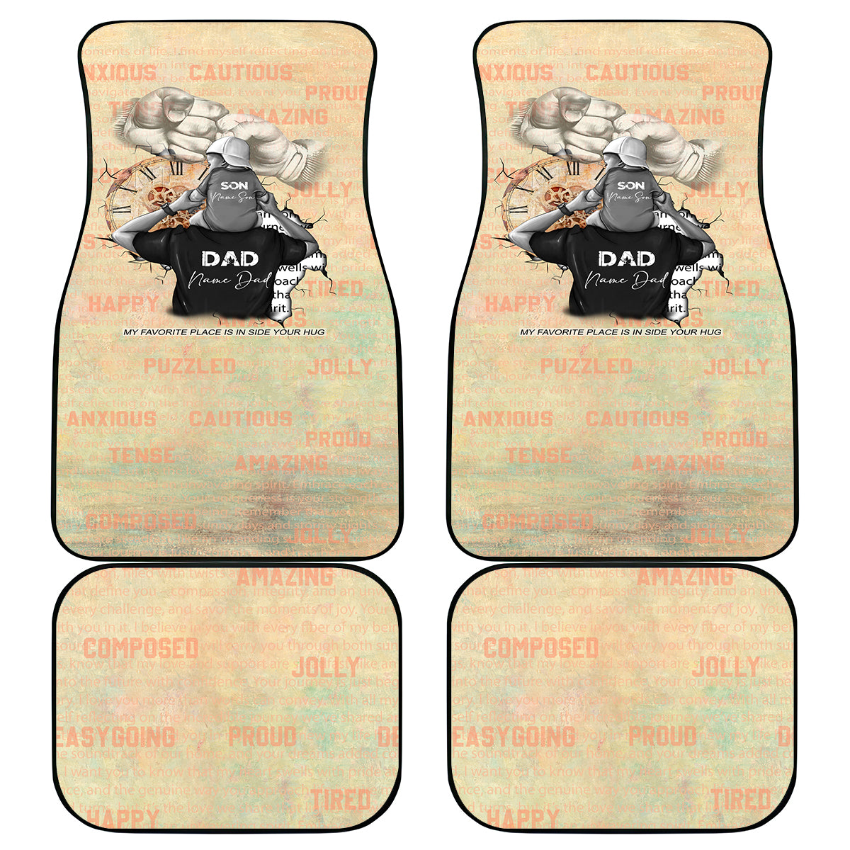 Personalized Father And Son Car Mats Gift for Dad - Wonder Print Shop