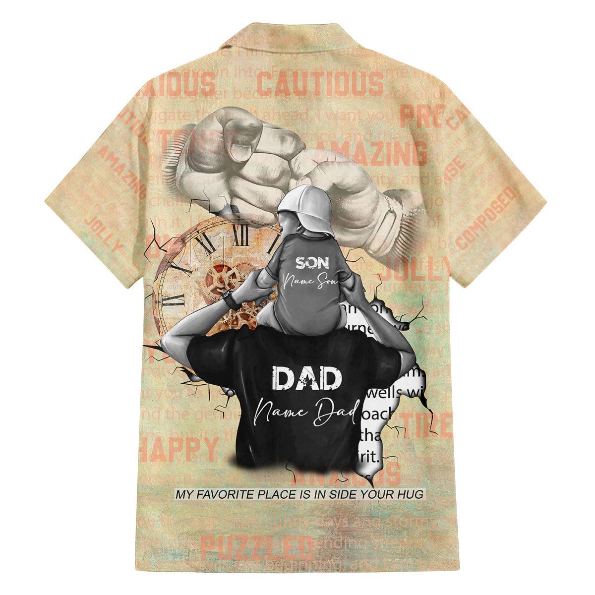 Personalized Father And Son Family Matching Long Sleeve Bodycon Dress and Hawaiian Shirt Gift for Dad - Wonder Print Shop