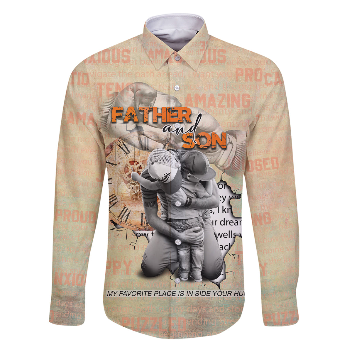 Personalized Father And Son Family Matching Long Sleeve Bodycon Dress and Hawaiian Shirt Gift for Dad - Wonder Print Shop