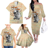 Personalized Father And Son Family Matching Off The Shoulder Long Sleeve Dress and Hawaiian Shirt Gift for Dad - Wonder Print Shop