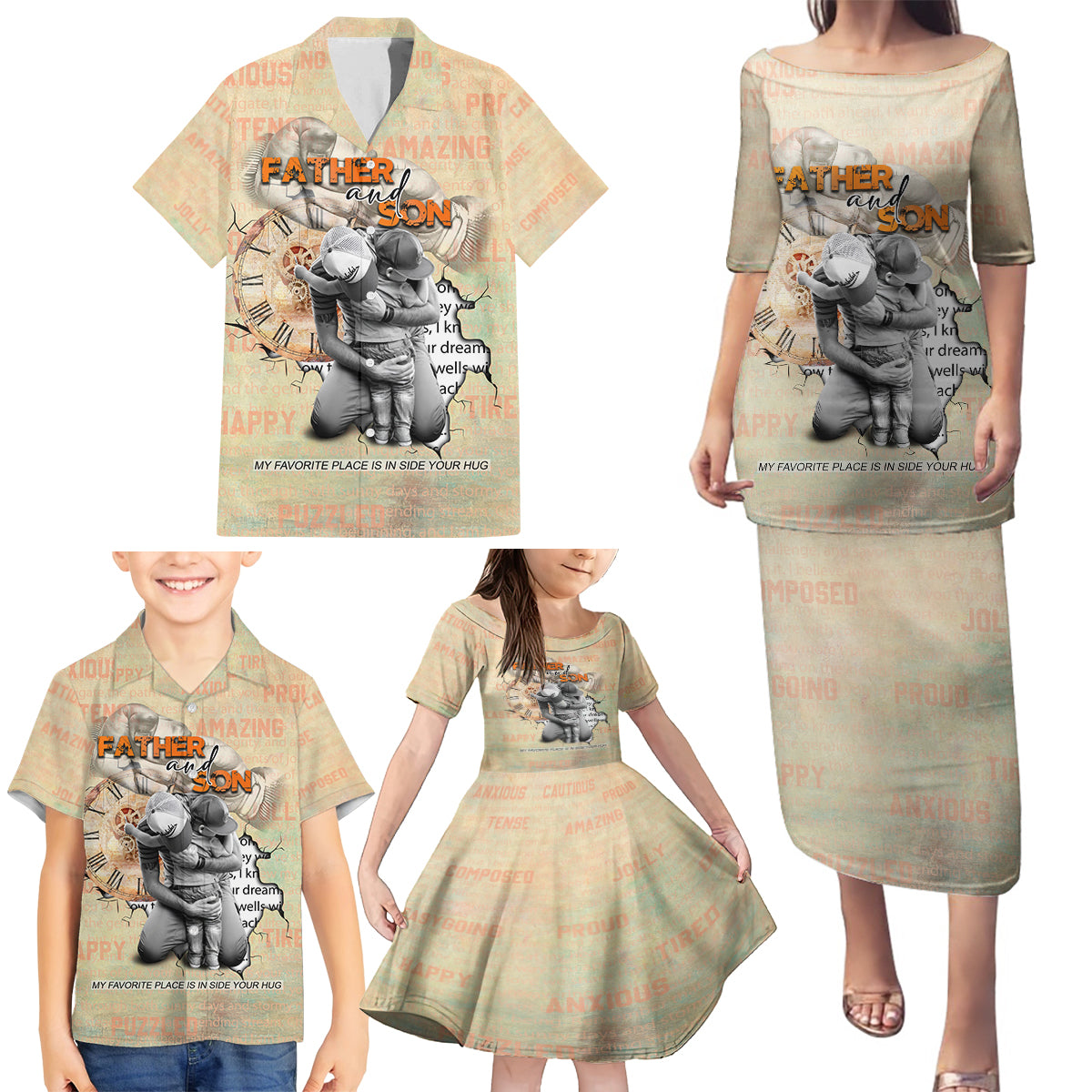 Personalized Father And Son Family Matching Puletasi and Hawaiian Shirt Gift for Dad - Wonder Print Shop