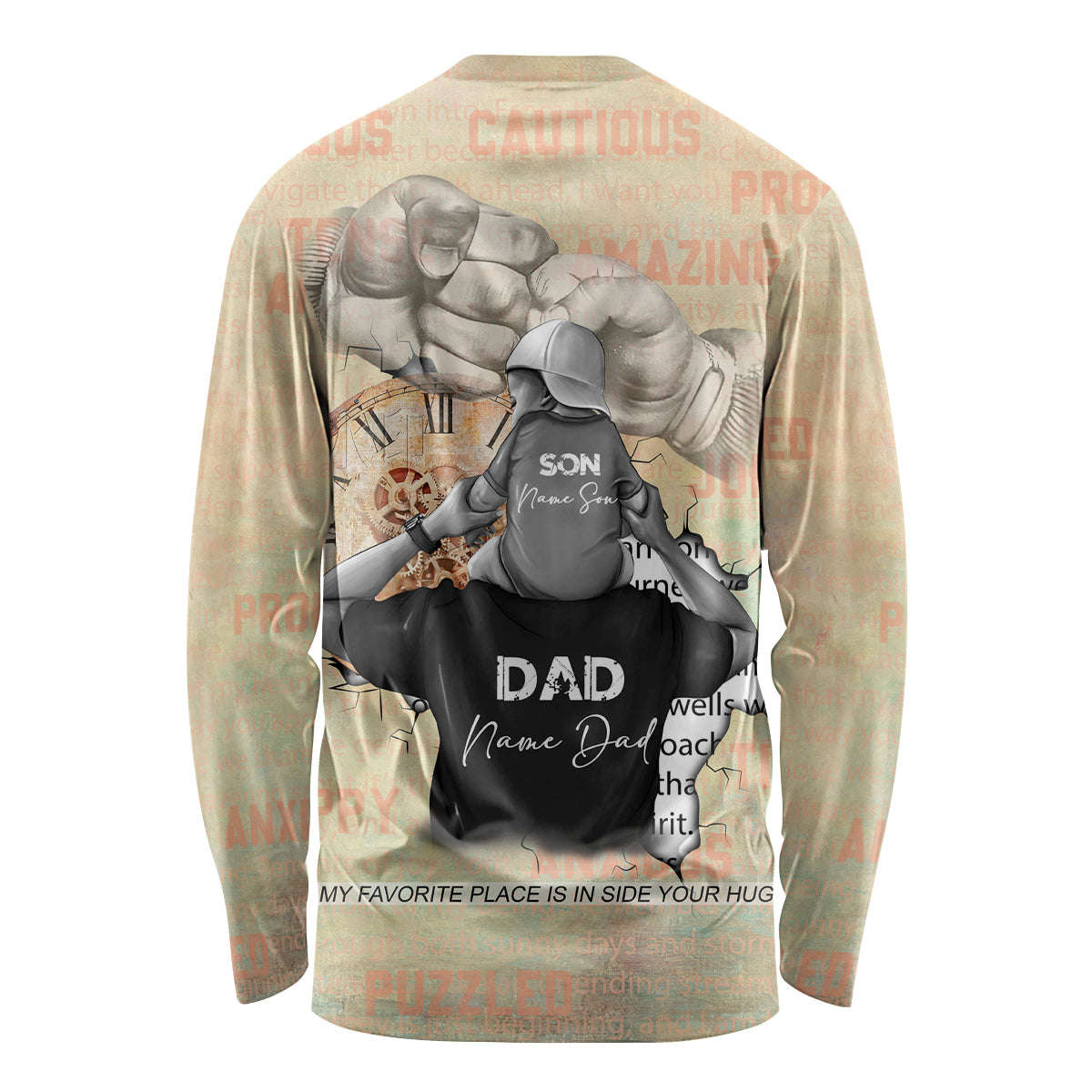 Personalized Father And Son Long Sleeve Shirt Gift for Dad - Wonder Print Shop