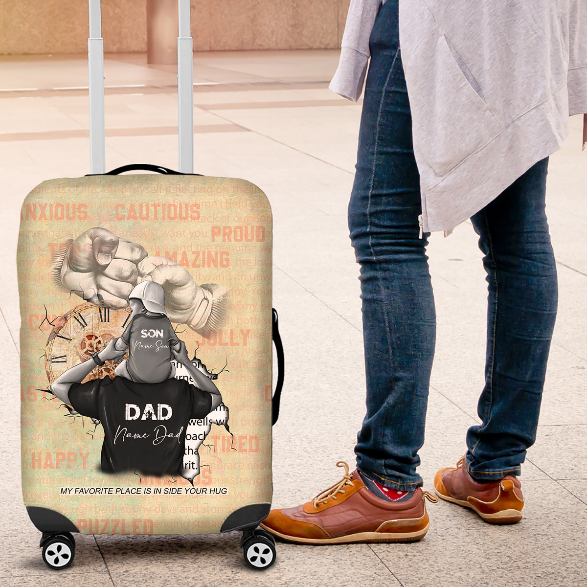 Personalized Father And Son Luggage Cover Gift for Dad - Wonder Print Shop