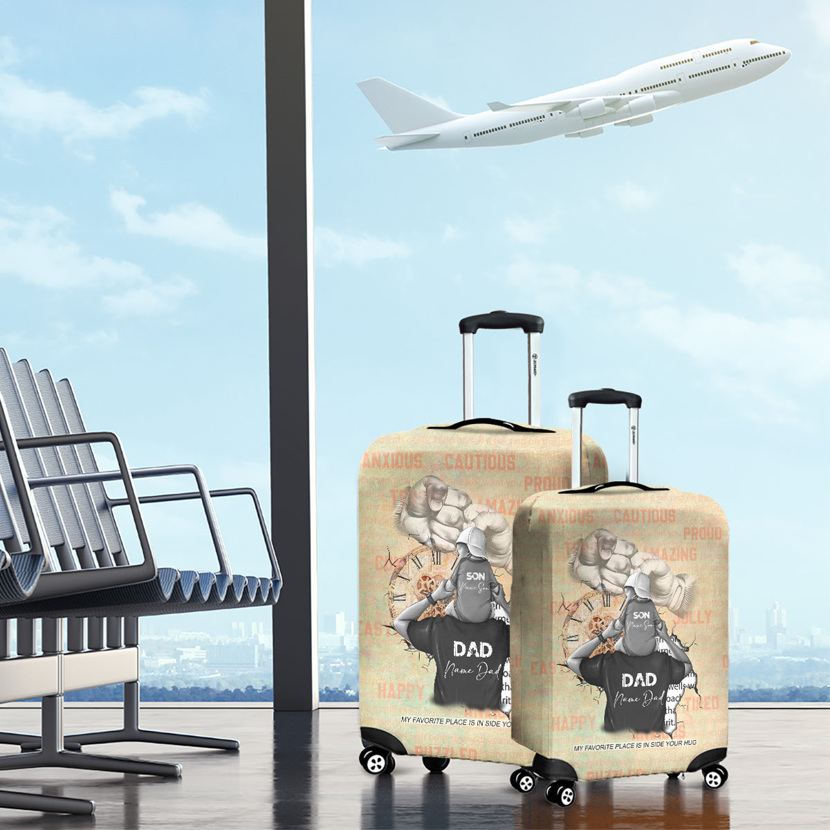 Personalized Father And Son Luggage Cover Gift for Dad - Wonder Print Shop