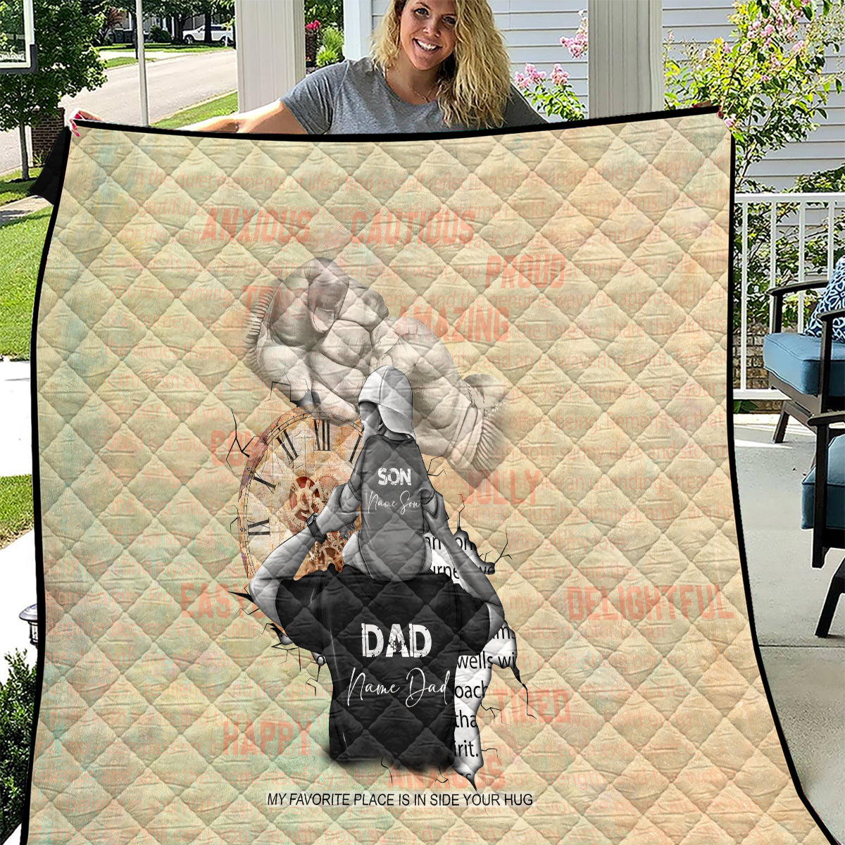 Personalized Father And Son Quilt Gift for Dad - Wonder Print Shop