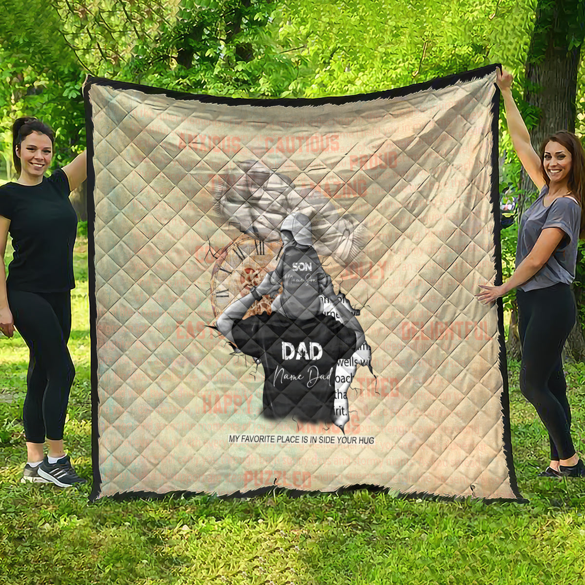 Personalized Father And Son Quilt Gift for Dad - Wonder Print Shop