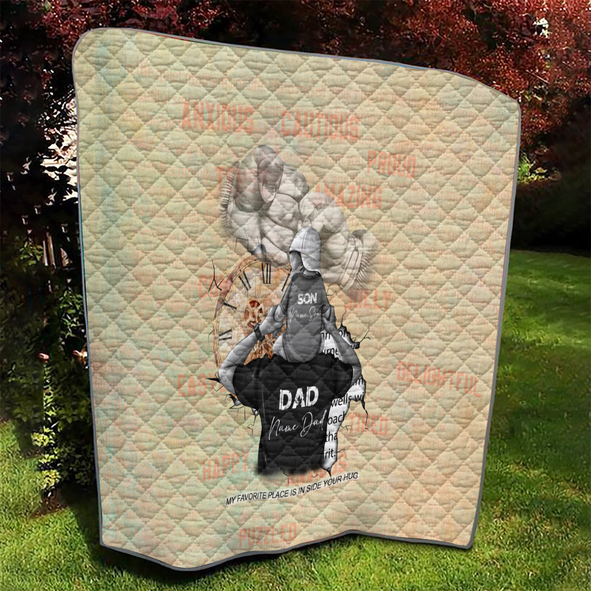 Personalized Father And Son Quilt Gift for Dad - Wonder Print Shop