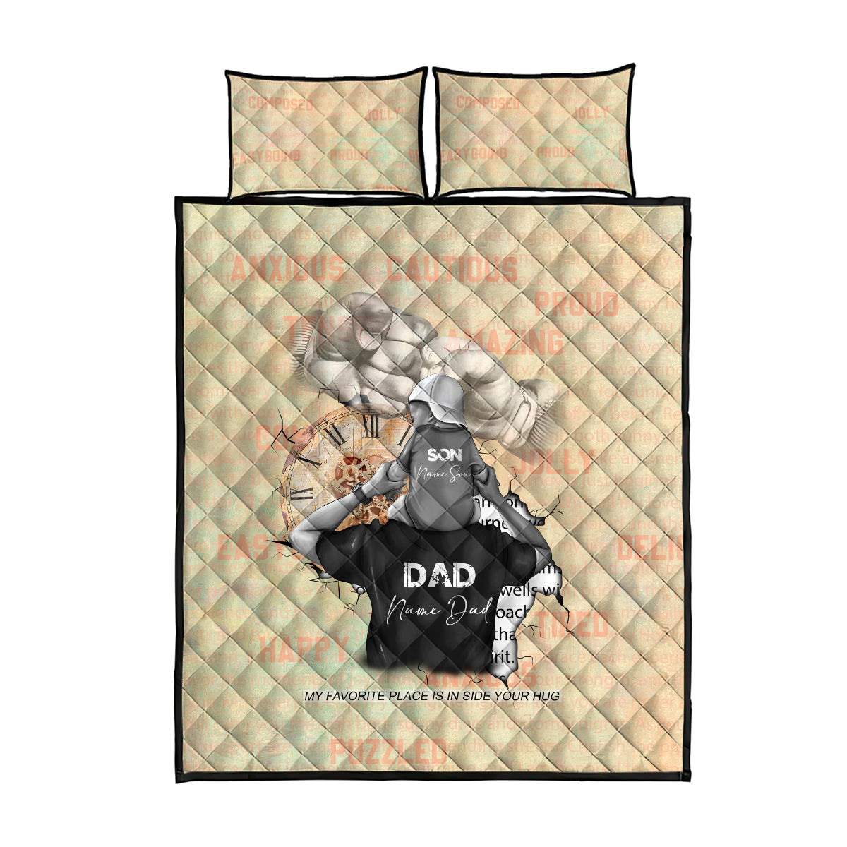 Personalized Father And Son Quilt Bed Set Gift for Dad - Wonder Print Shop