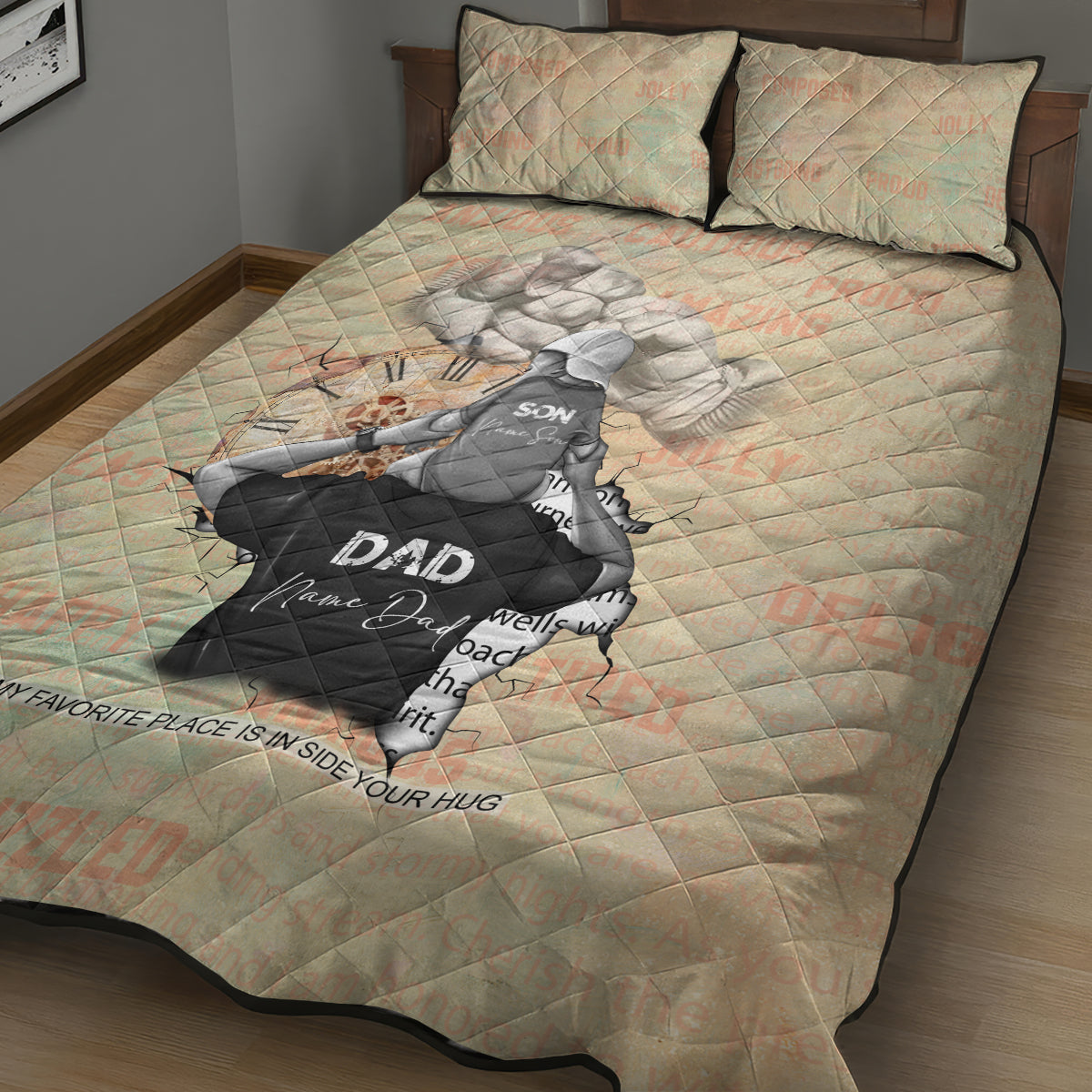 Personalized Father And Son Quilt Bed Set Gift for Dad - Wonder Print Shop