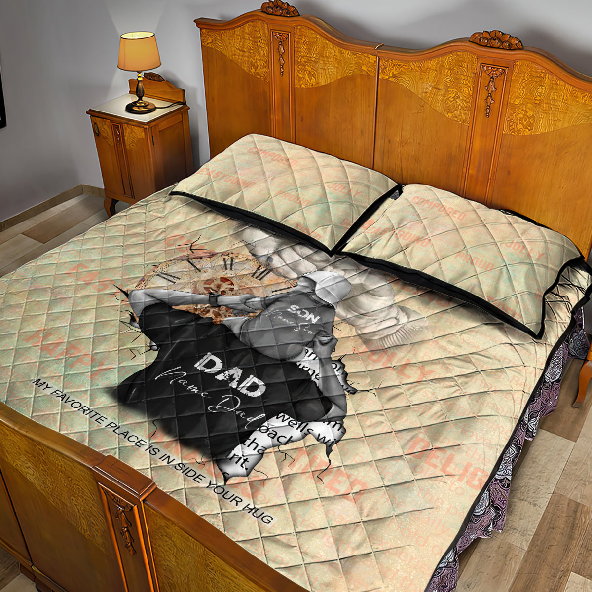 Personalized Father And Son Quilt Bed Set Gift for Dad - Wonder Print Shop