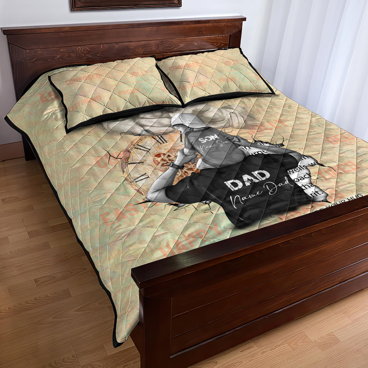 Personalized Father And Son Quilt Bed Set Gift for Dad - Wonder Print Shop