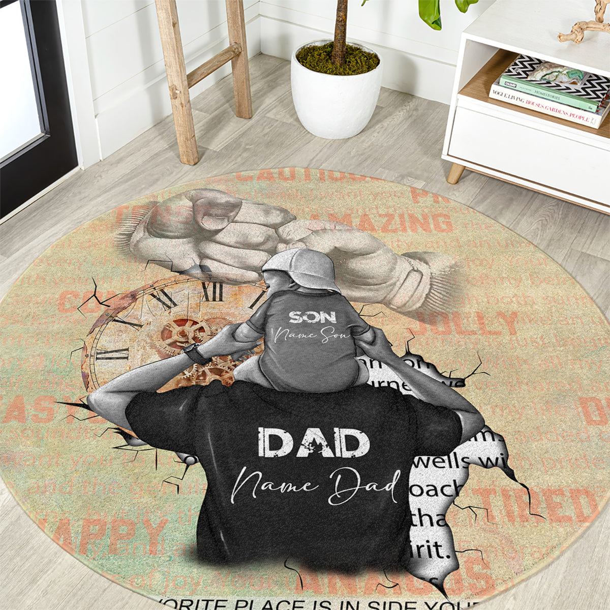 Personalized Father And Son Round Carpet Gift for Dad