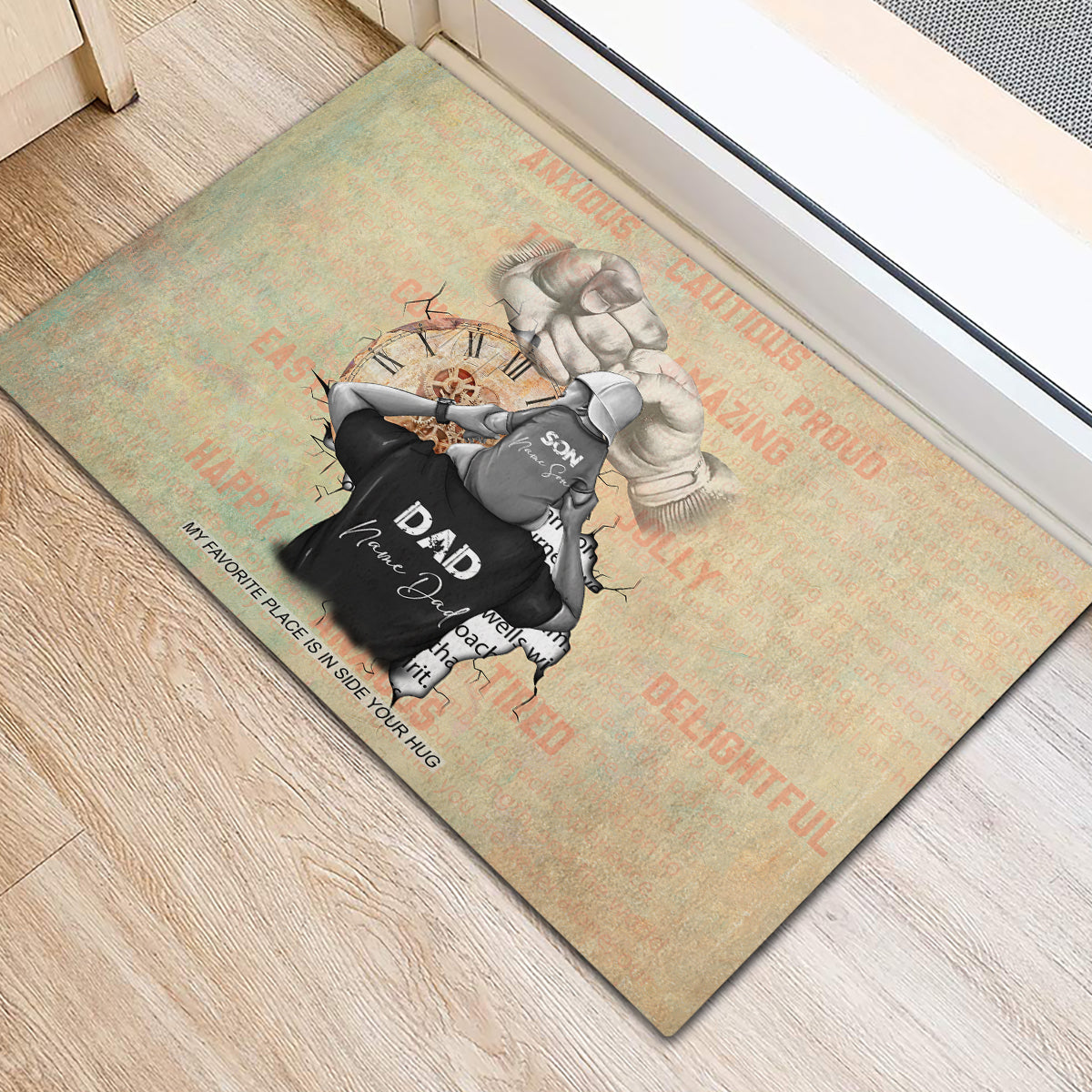 Personalized Father And Son Rubber Doormat Gift for Dad - Wonder Print Shop