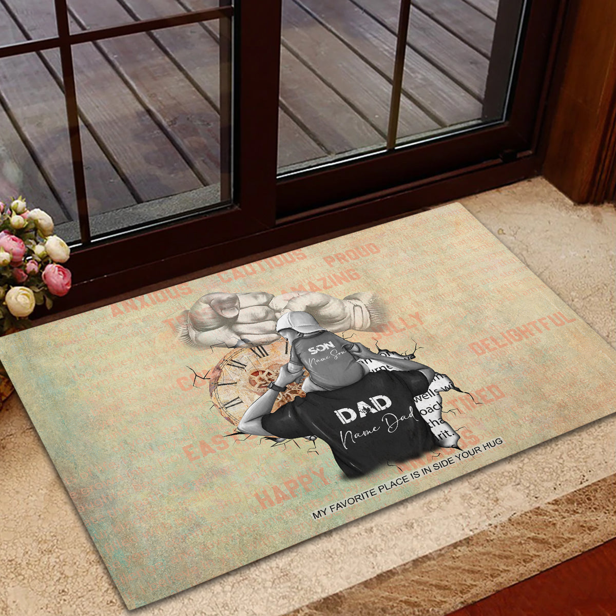 Personalized Father And Son Rubber Doormat Gift for Dad - Wonder Print Shop