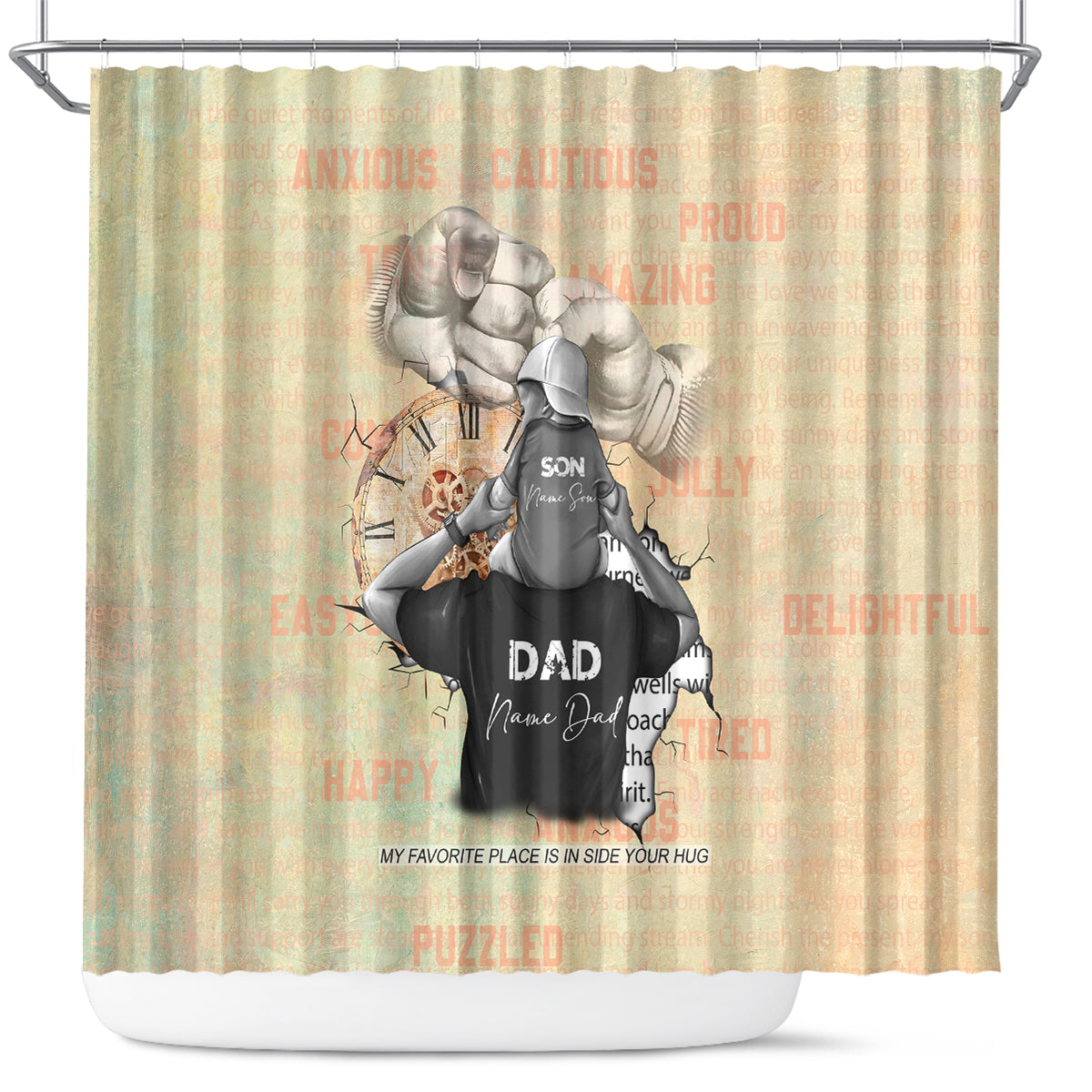 Personalized Father And Son Shower Curtain Gift for Dad