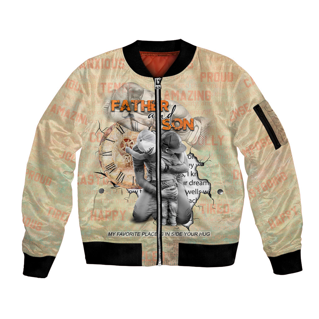 Personalized Father And Son Sleeve Zip Bomber Jacket Gift for Dad - Wonder Print Shop