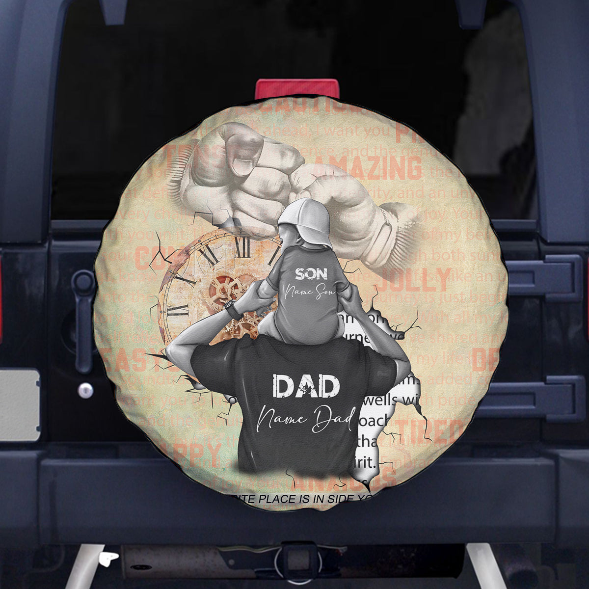 Personalized Father And Son Spare Tire Cover Gift for Dad - Wonder Print Shop
