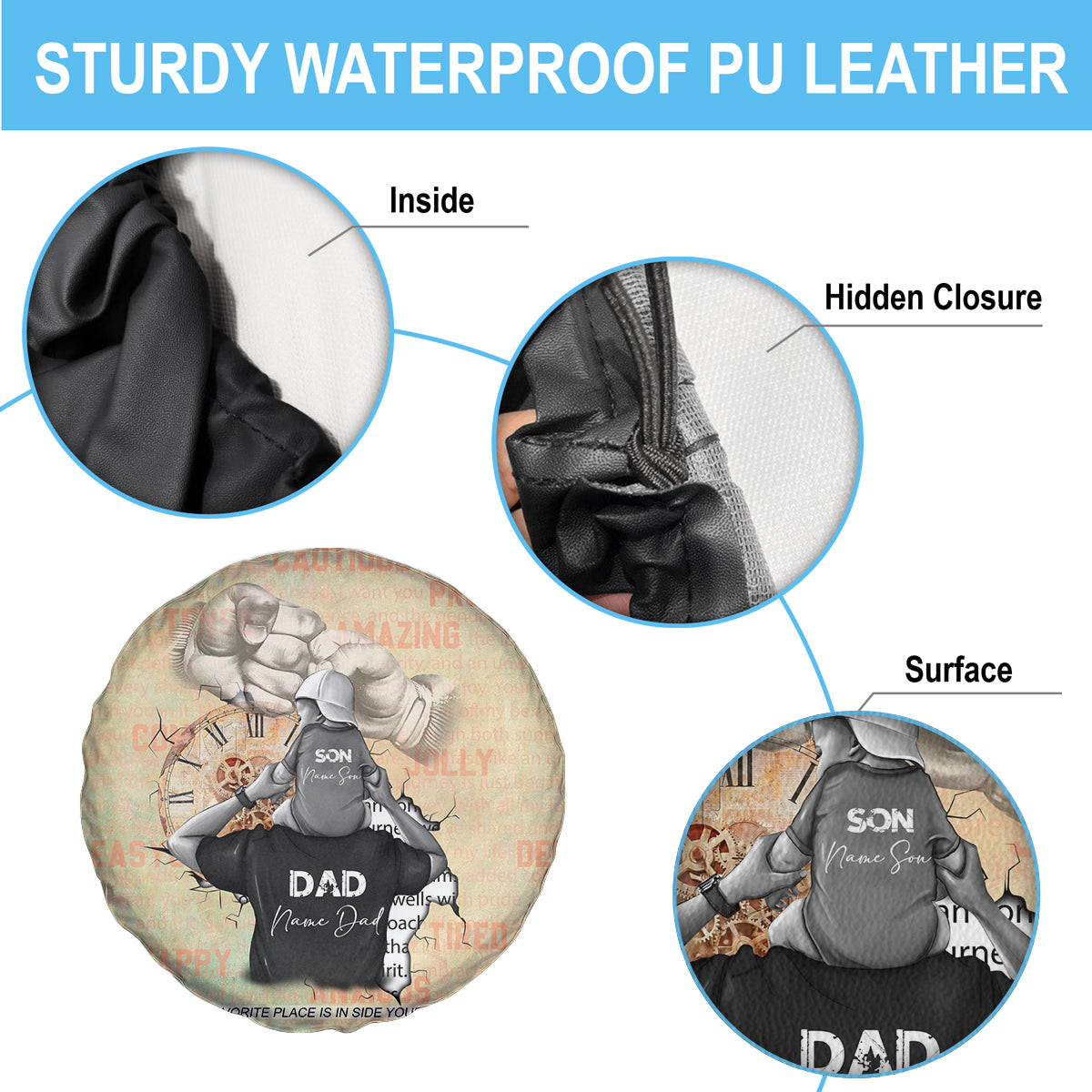 Personalized Father And Son Spare Tire Cover Gift for Dad - Wonder Print Shop