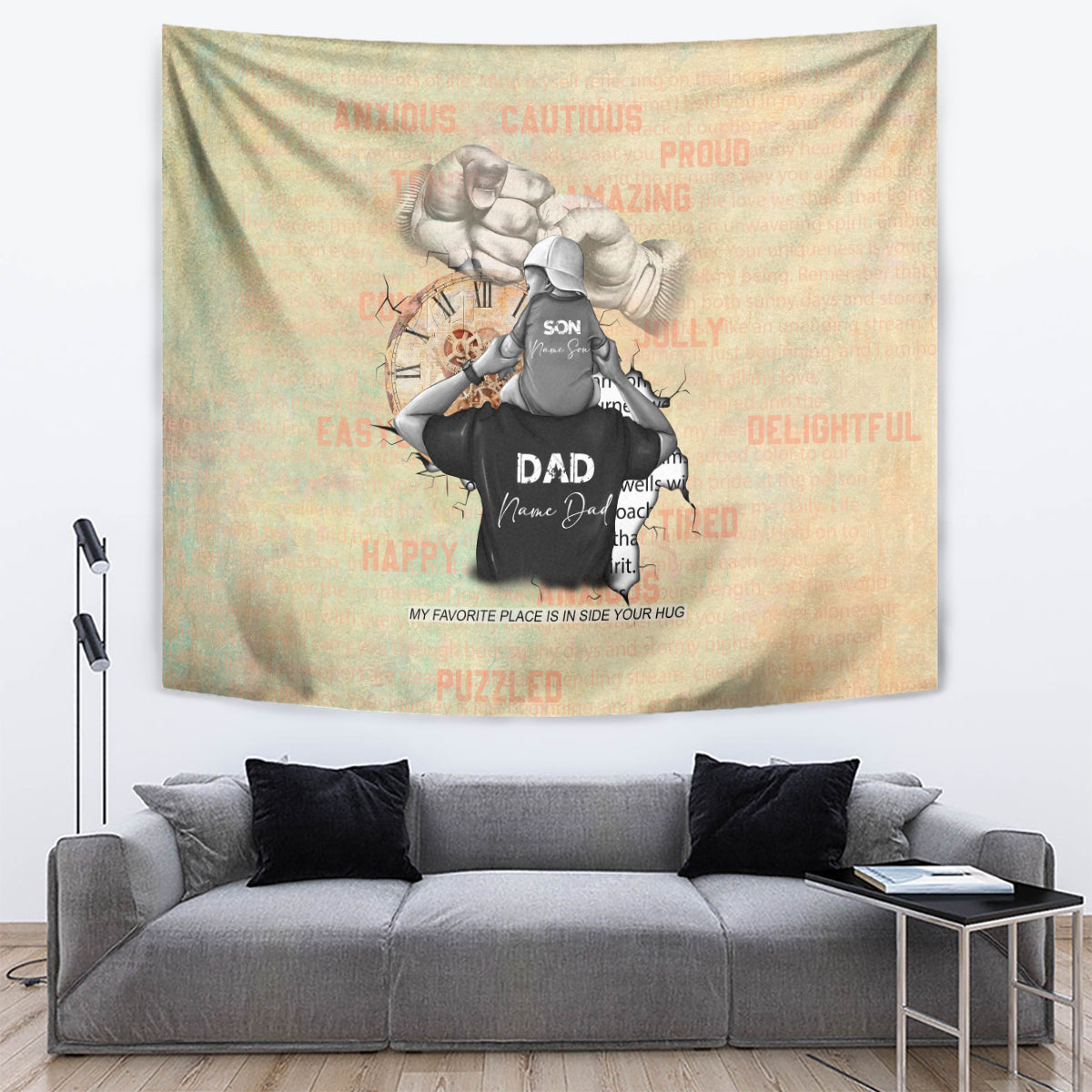 Personalized Father And Son Tapestry Gift for Dad - Wonder Print Shop