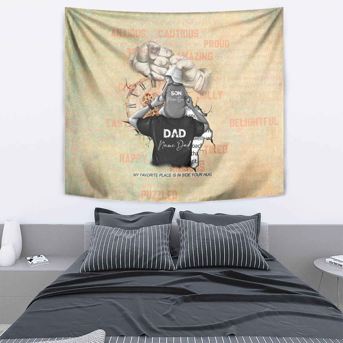 Personalized Father And Son Tapestry Gift for Dad - Wonder Print Shop