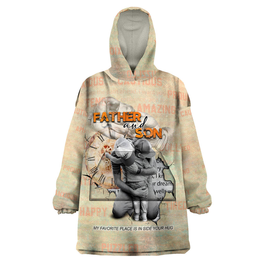 Personalized Father And Son Wearable Blanket Hoodie Gift for Dad - Wonder Print Shop