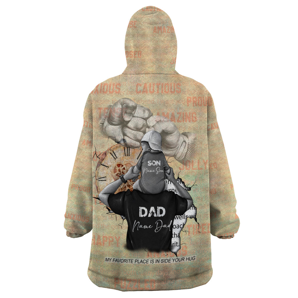 Personalized Father And Son Wearable Blanket Hoodie Gift for Dad - Wonder Print Shop