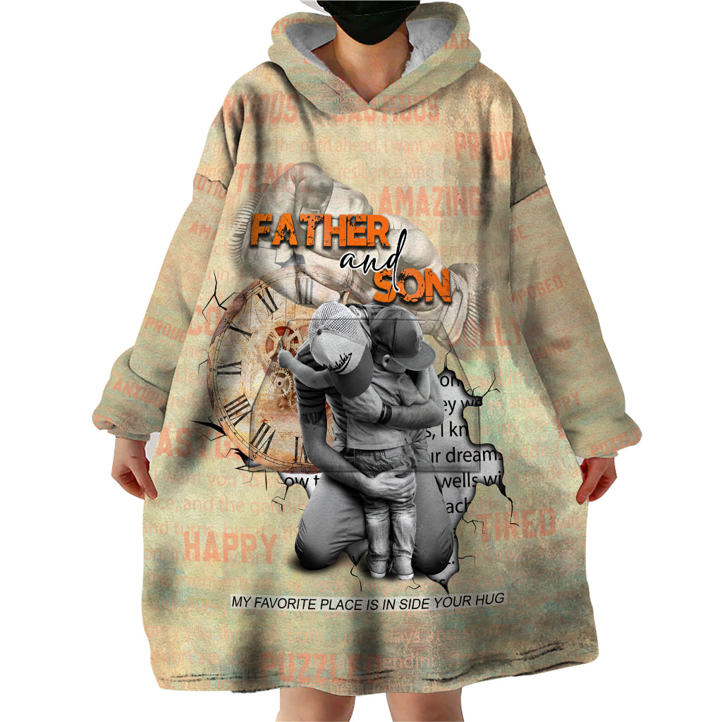 Personalized Father And Son Wearable Blanket Hoodie Gift for Dad - Wonder Print Shop