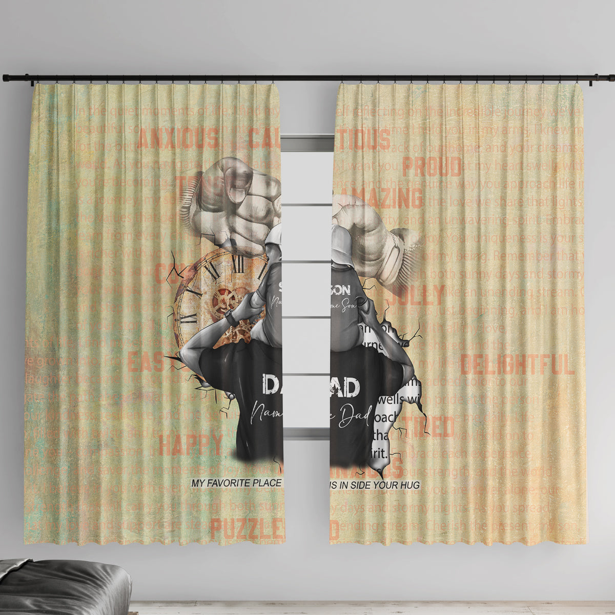 Personalized Father And Son Window Curtain Gift for Dad - Wonder Print Shop
