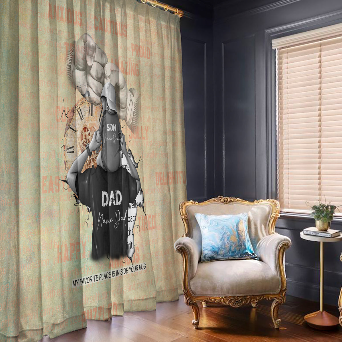 Personalized Father And Son Window Curtain Gift for Dad - Wonder Print Shop