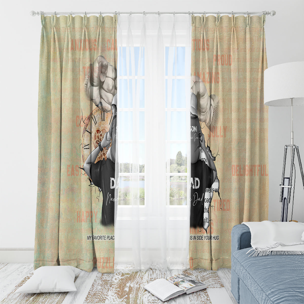 Personalized Father And Son Window Curtain Gift for Dad - Wonder Print Shop