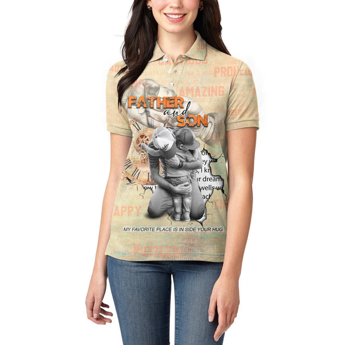 Personalized Father And Son Women Polo Shirt Gift for Dad - Wonder Print Shop
