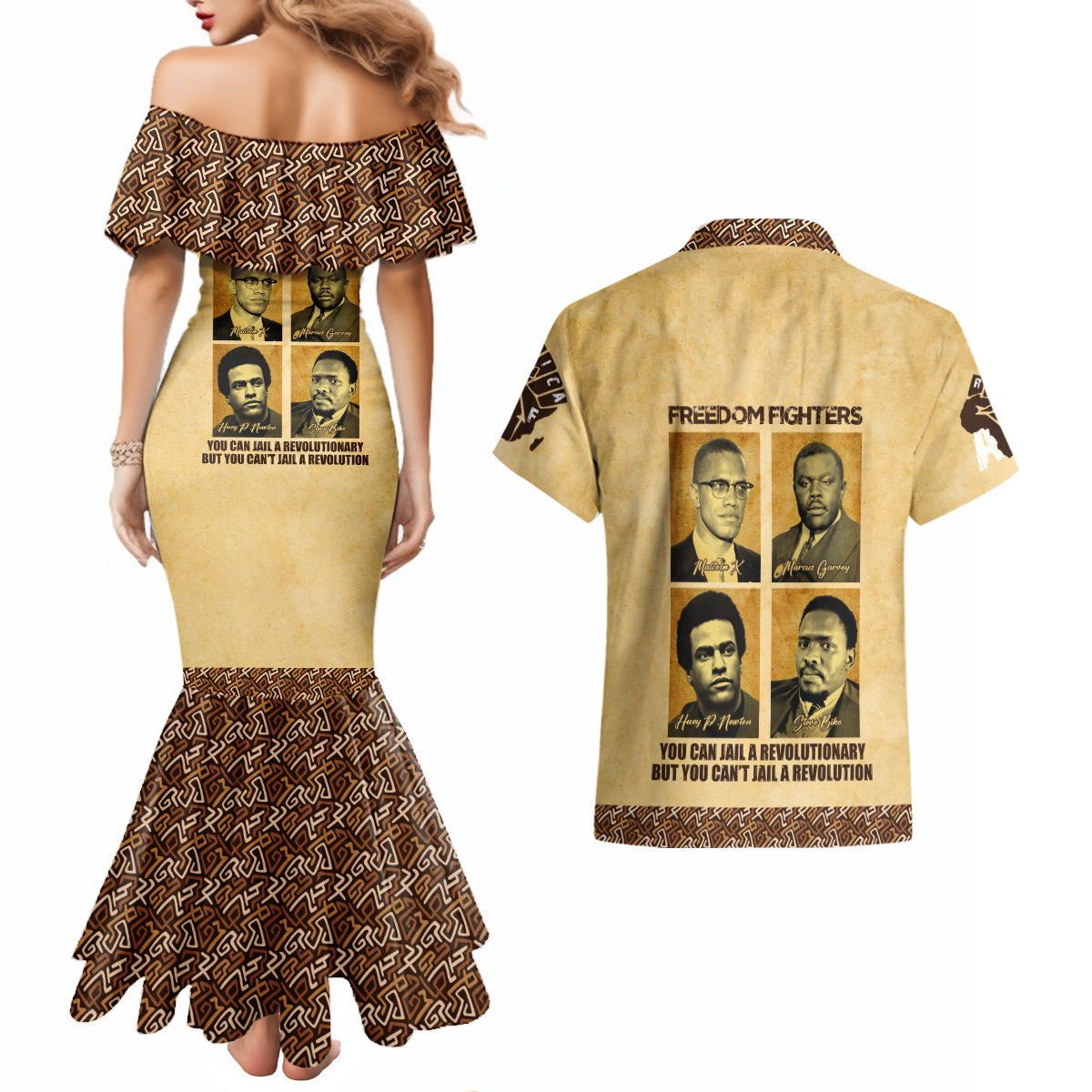 Freedom Fighters Couples Matching Mermaid Dress and Hawaiian Shirt Civil Rights Leaders Revolution - Wonder Print Shop