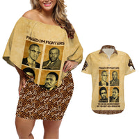 Freedom Fighters Couples Matching Off Shoulder Short Dress and Hawaiian Shirt Civil Rights Leaders Revolution - Wonder Print Shop