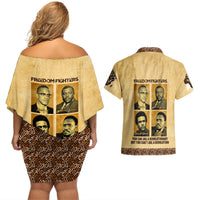 Freedom Fighters Couples Matching Off Shoulder Short Dress and Hawaiian Shirt Civil Rights Leaders Revolution - Wonder Print Shop