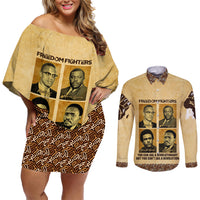 Freedom Fighters Couples Matching Off Shoulder Short Dress and Long Sleeve Button Shirt Civil Rights Leaders Revolution - Wonder Print Shop