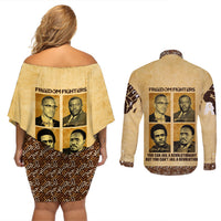 Freedom Fighters Couples Matching Off Shoulder Short Dress and Long Sleeve Button Shirt Civil Rights Leaders Revolution - Wonder Print Shop