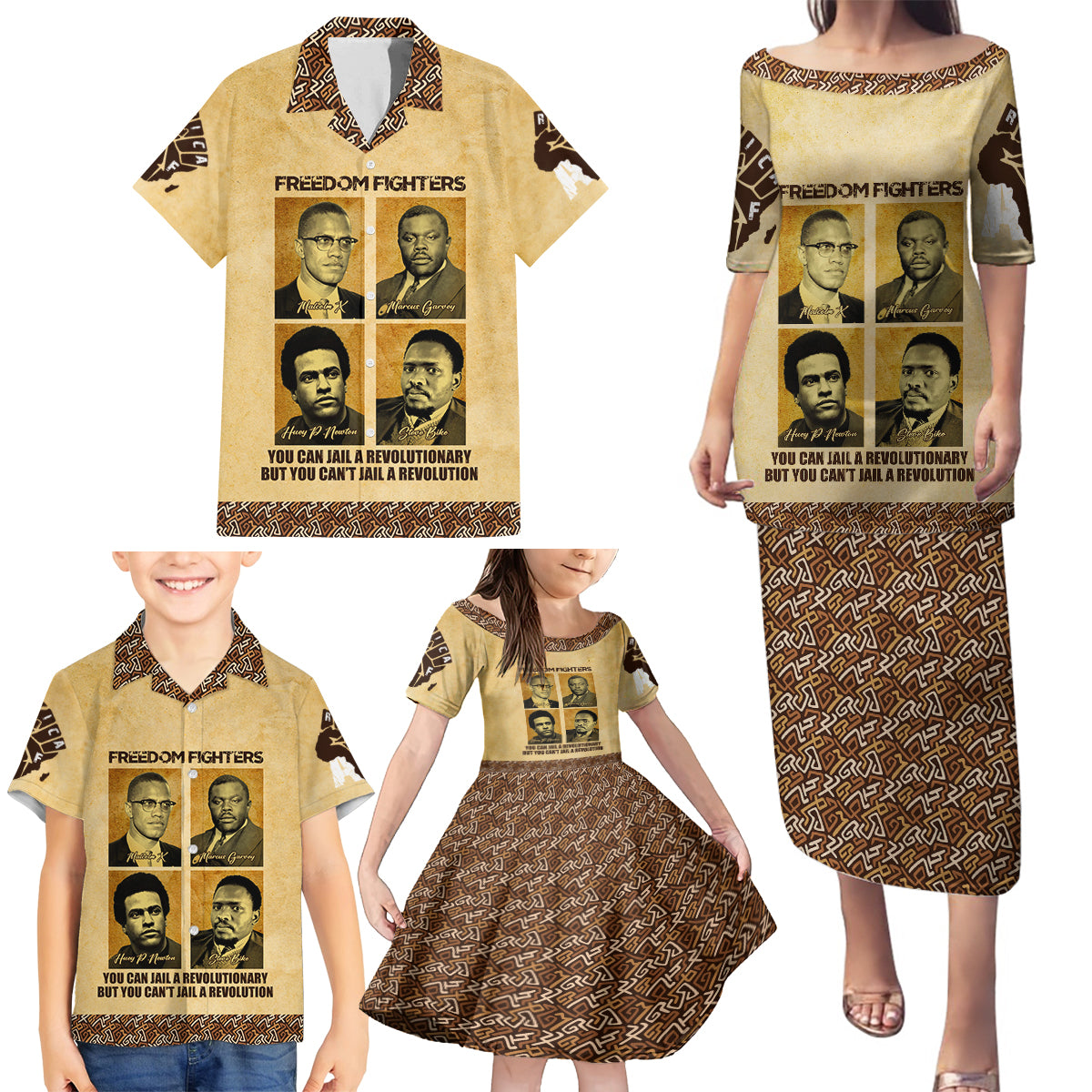 Freedom Fighters Family Matching Puletasi and Hawaiian Shirt Civil Rights Leaders Revolution - Wonder Print Shop