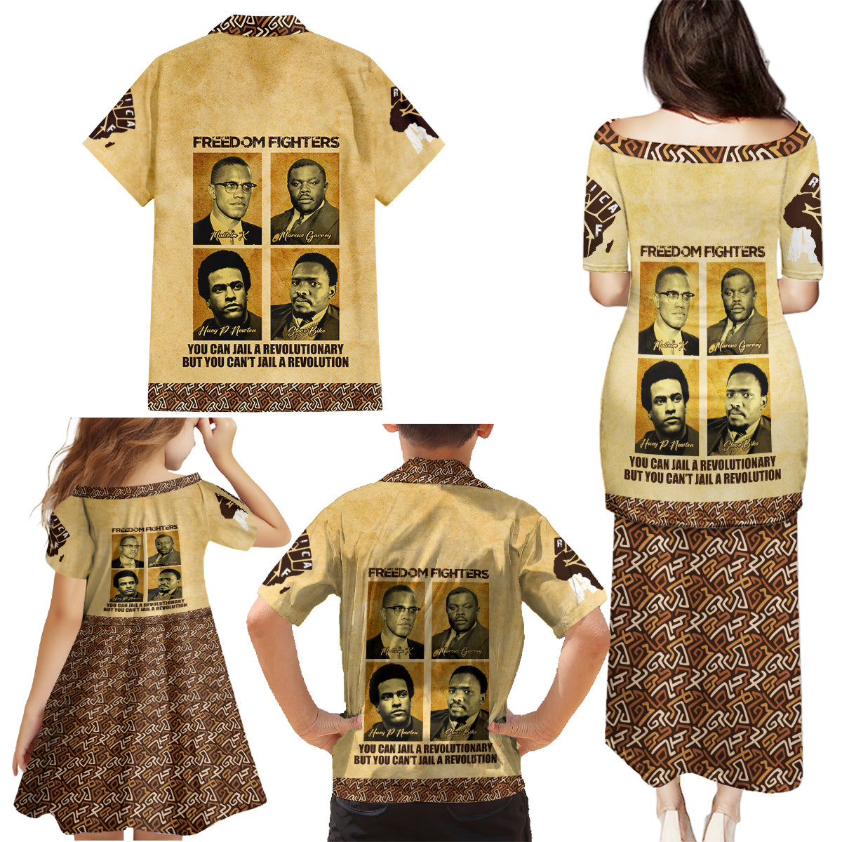 Freedom Fighters Family Matching Puletasi and Hawaiian Shirt Civil Rights Leaders Revolution - Wonder Print Shop