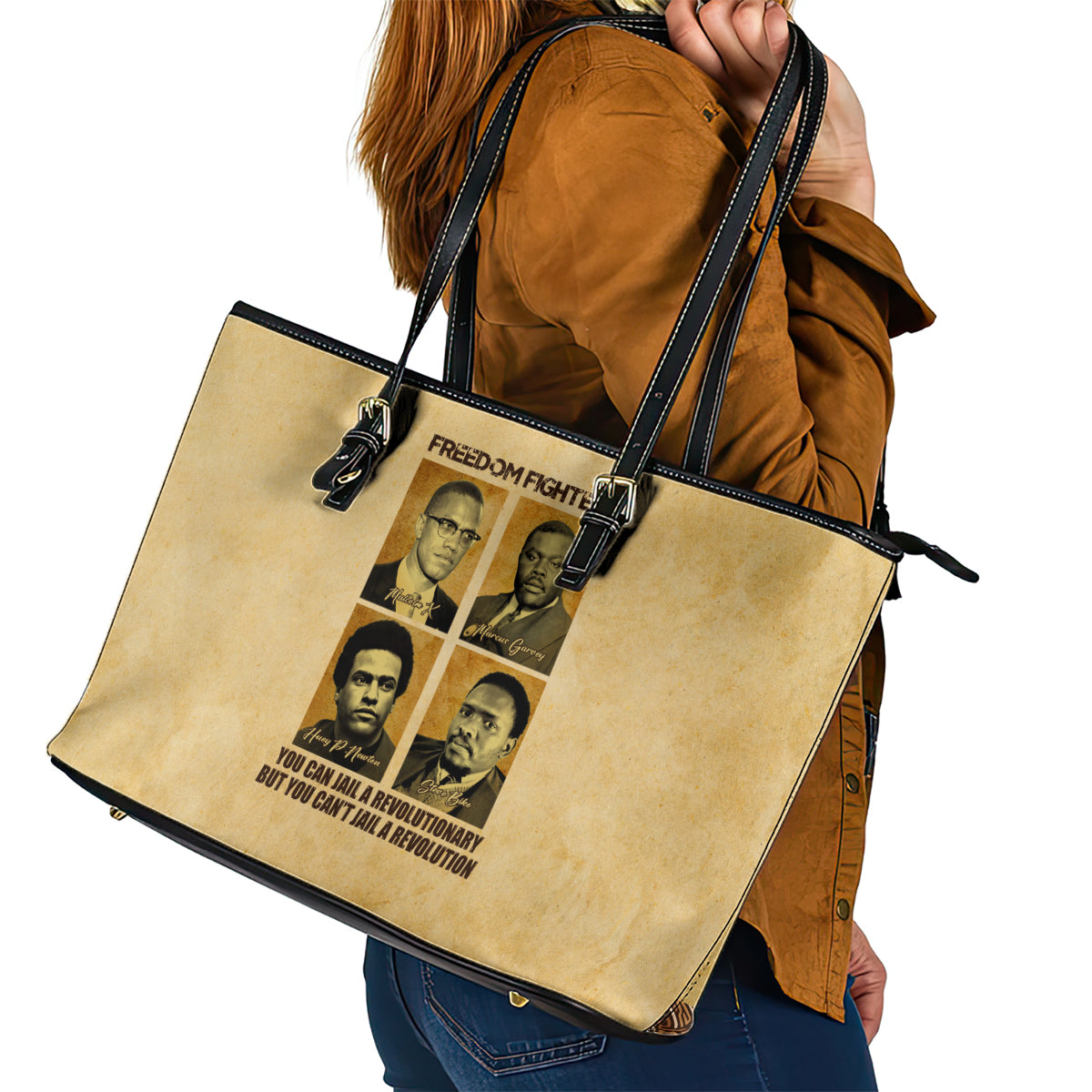 Freedom Fighters Leather Tote Bag Civil Rights Leaders Revolution - Wonder Print Shop