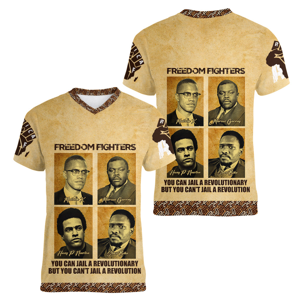 Freedom Fighters Women V Neck T Shirt Civil Rights Leaders Revolution - Wonder Print Shop