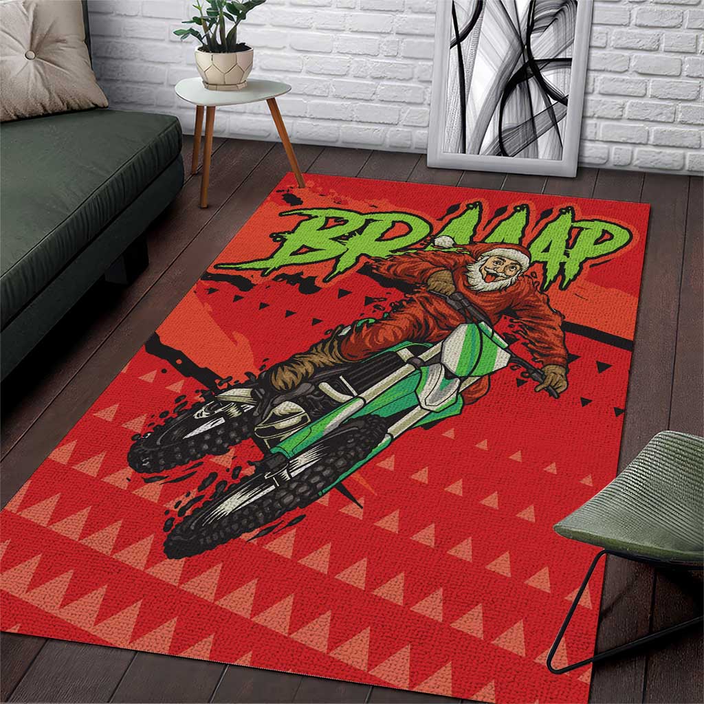 Braaap Area Rug Motorcross Santa Christmas - Wonder Print Shop