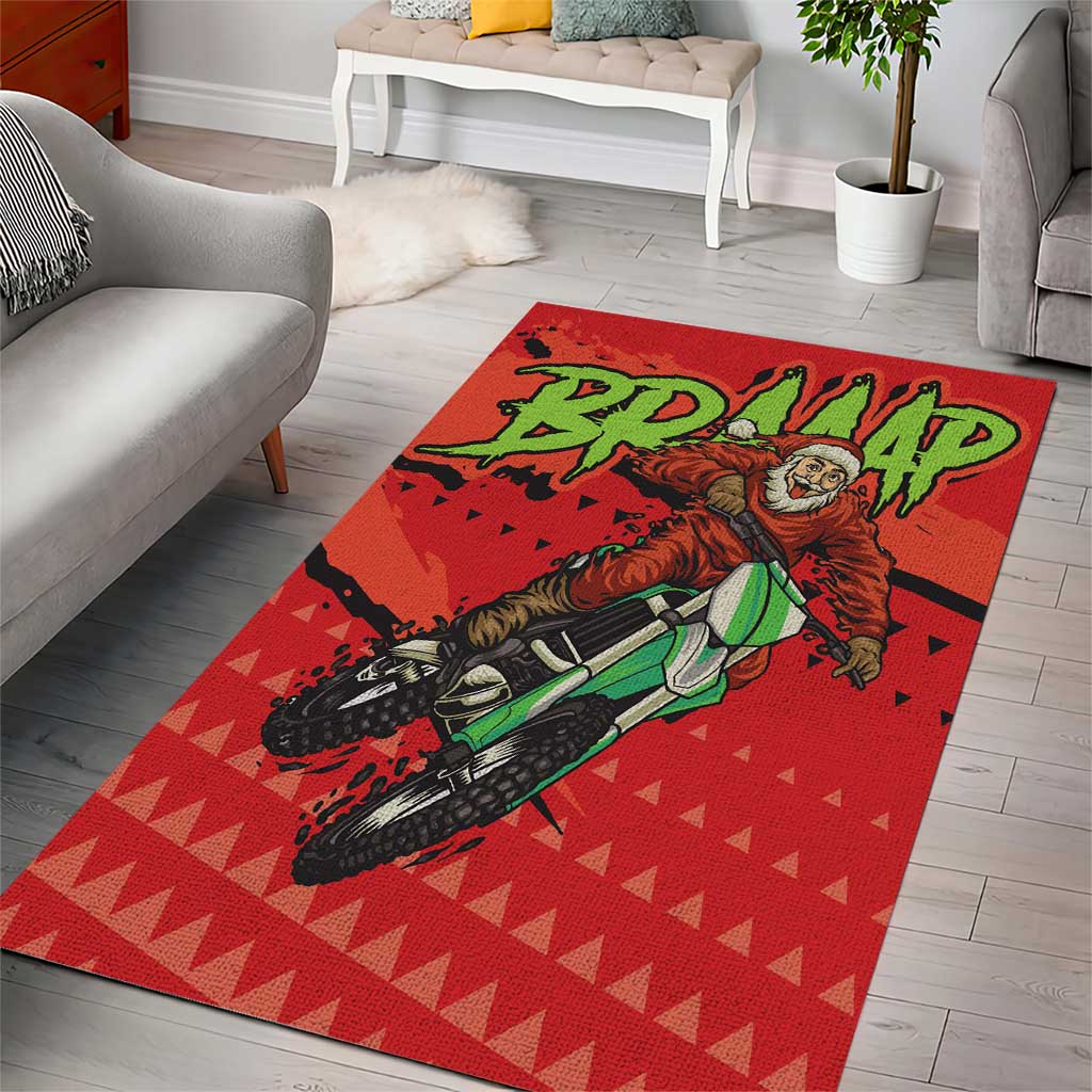 Braaap Area Rug Motorcross Santa Christmas - Wonder Print Shop
