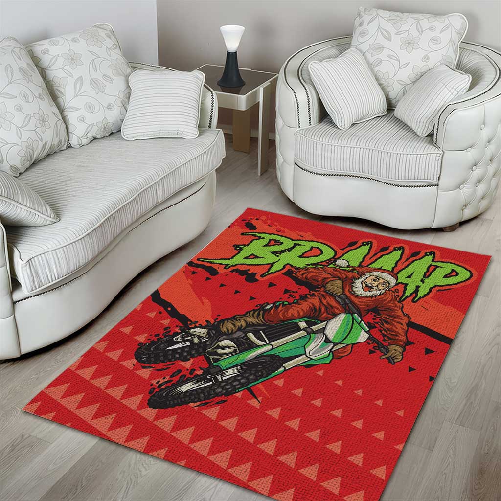 Braaap Area Rug Motorcross Santa Christmas - Wonder Print Shop