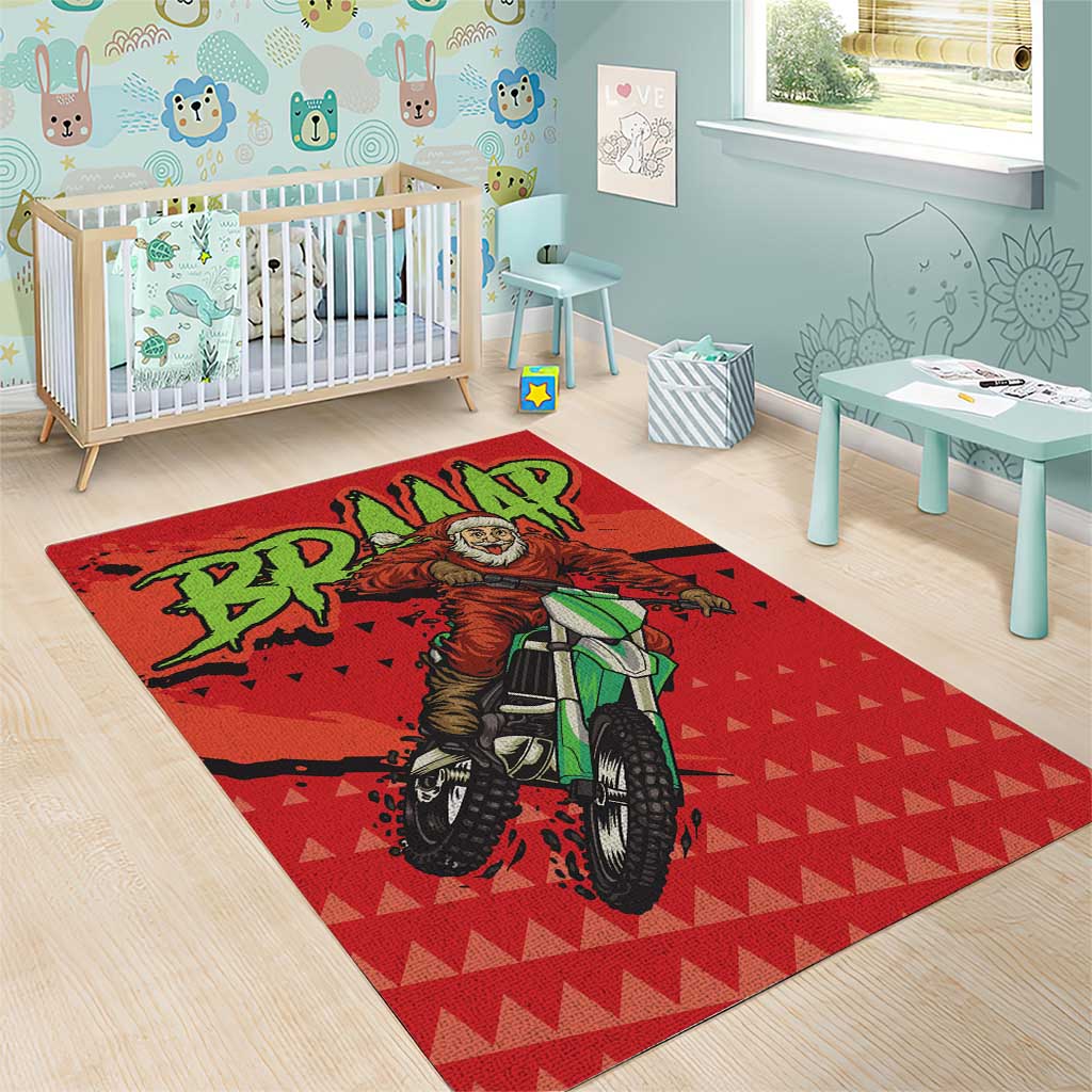 Braaap Area Rug Motorcross Santa Christmas - Wonder Print Shop